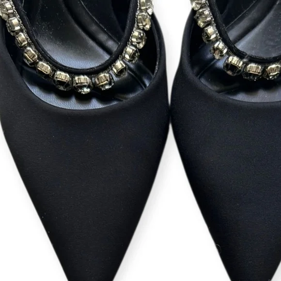Zara Black Rhinestone Heel Mules - Picture 2 of 3